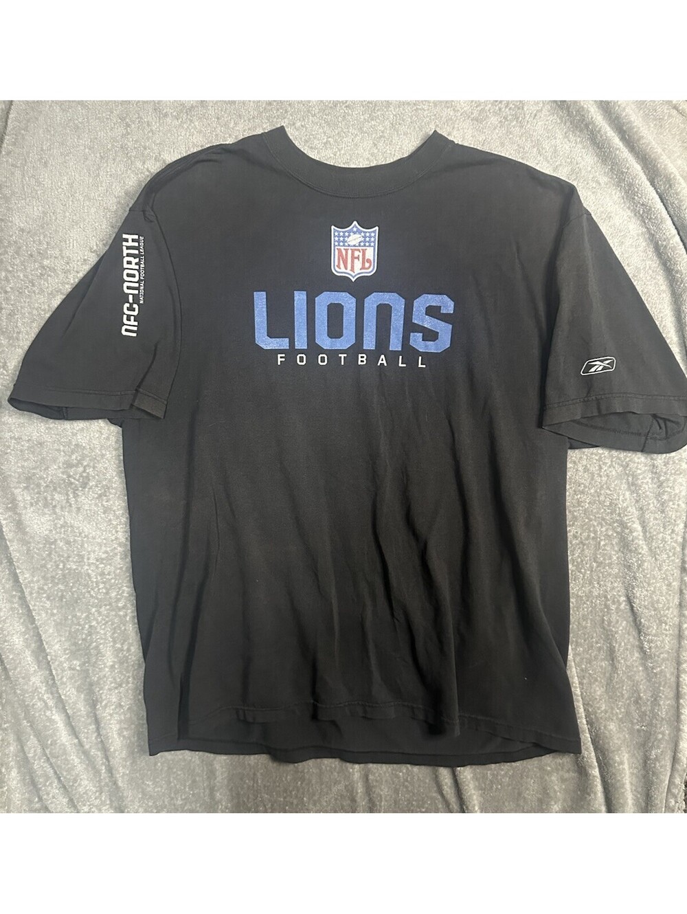 Detroit Lions Reebok NFL Football Black Graphic T Shirt Men’s Large L
